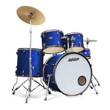 Ashton TDR322 5 Piece Complete Drum Kit with 22" Bass Drum - Metallic Blue