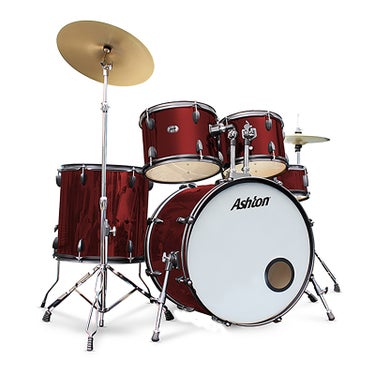 Ashton TDR322 5 Piece Complete Drum Kit with 22" Bass Drum - Wine Red