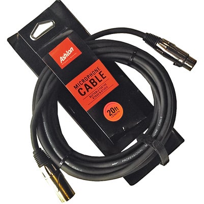 Ashton CCP20UBK 20ft Microphone Cable, XLR Male to XLR Female, Black