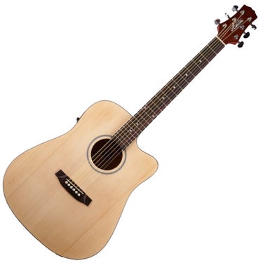 Ashton D20SCEQ NTM Acoustic Electric Solid Top Steel String Guitar, Natural Matt