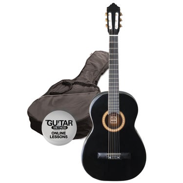 Ashton SPCG12 BK 1/2 Size Beginner Classical Guitar Starter Pack with Bag - Black