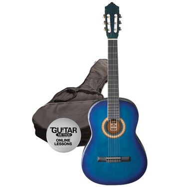 Ashton SPCG12 TBB 1/2 Size Beginner Classical Guitar Starter Pack with Bag - Blue Burst