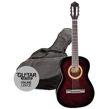 Ashton SPCG12 TP 1/2 Size Beginner Classical Guitar Starter Pack with Bag - Plum