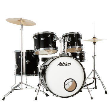 Ashton TDR322 5 Piece Complete Drum Kit with 22" Bass Drum - Black