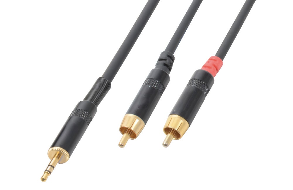 Audio Lead - 3.5mm Stereo Mini Jack to 2 x RCA Male 3 Metres