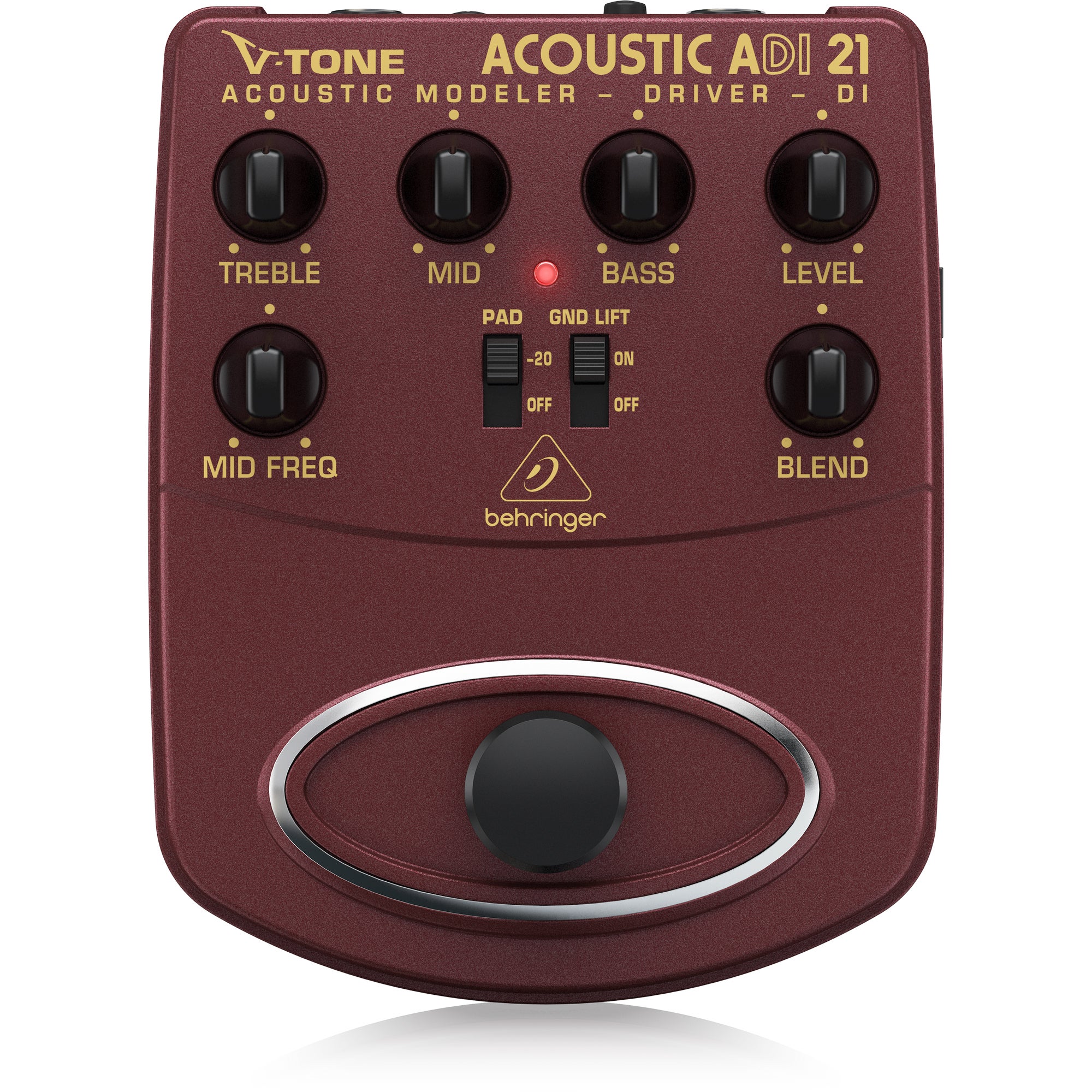 Behringer ADI21 Acoustic Guitar Effects Pedal Acoustic Amp Modeler Direct Recording Preamp DI Box