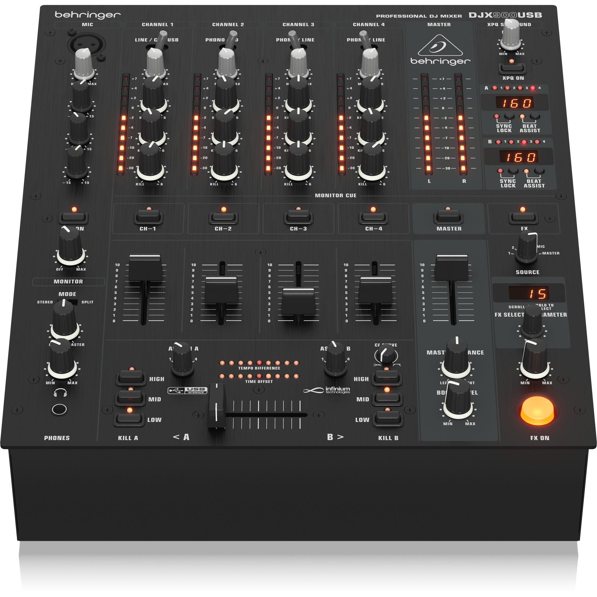 Behringer Pro Mixer DJX900USB 4-channel DJ Mixer | Music Works