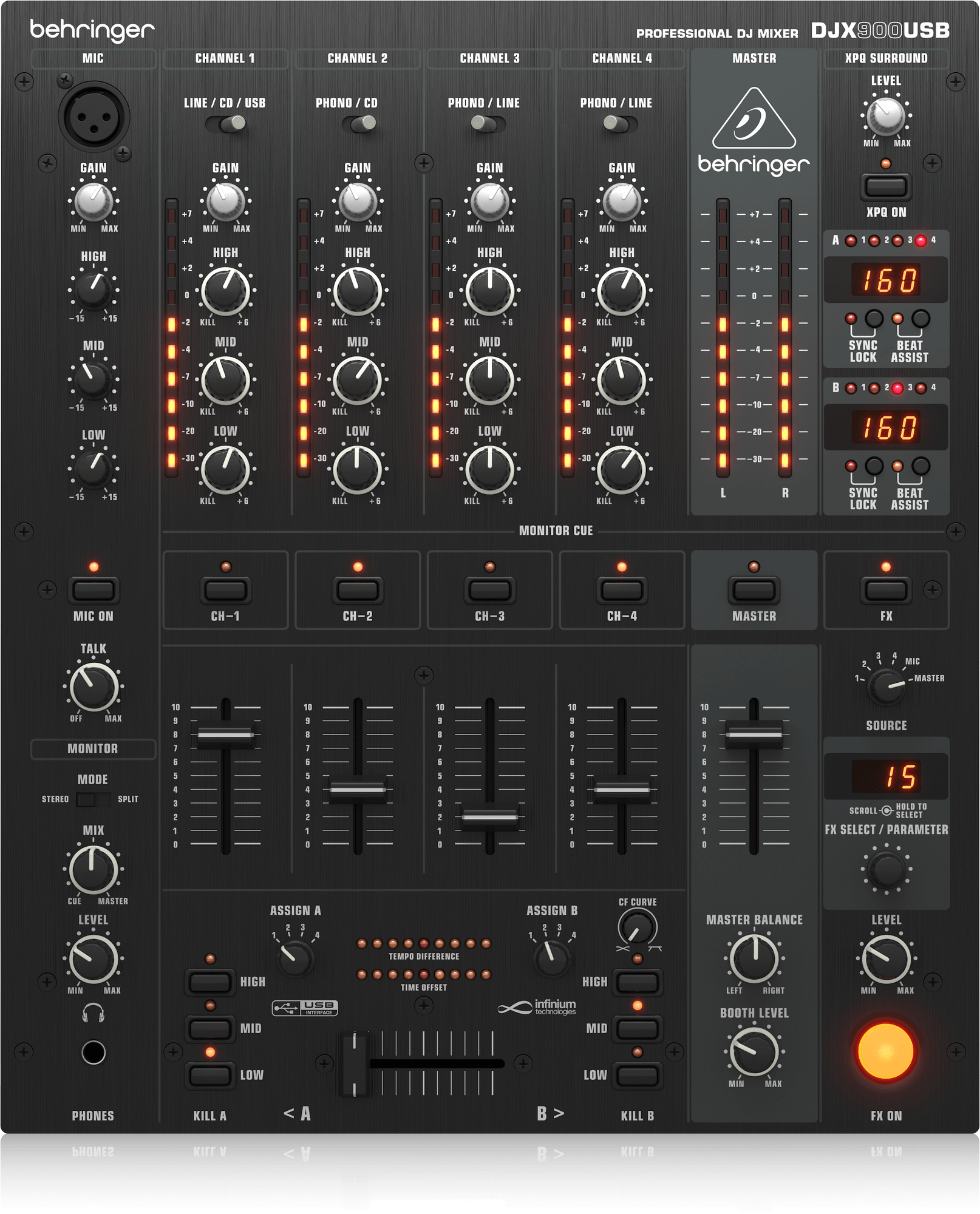 Behringer Pro Mixer DJX900USB 4-channel DJ Mixer | Music Works