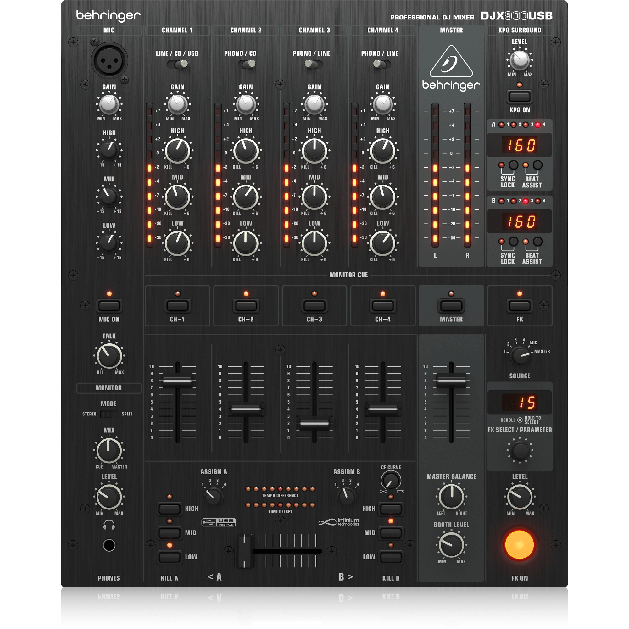 Behringer Pro Mixer DJX900USB 4-channel DJ Mixer | Music Works