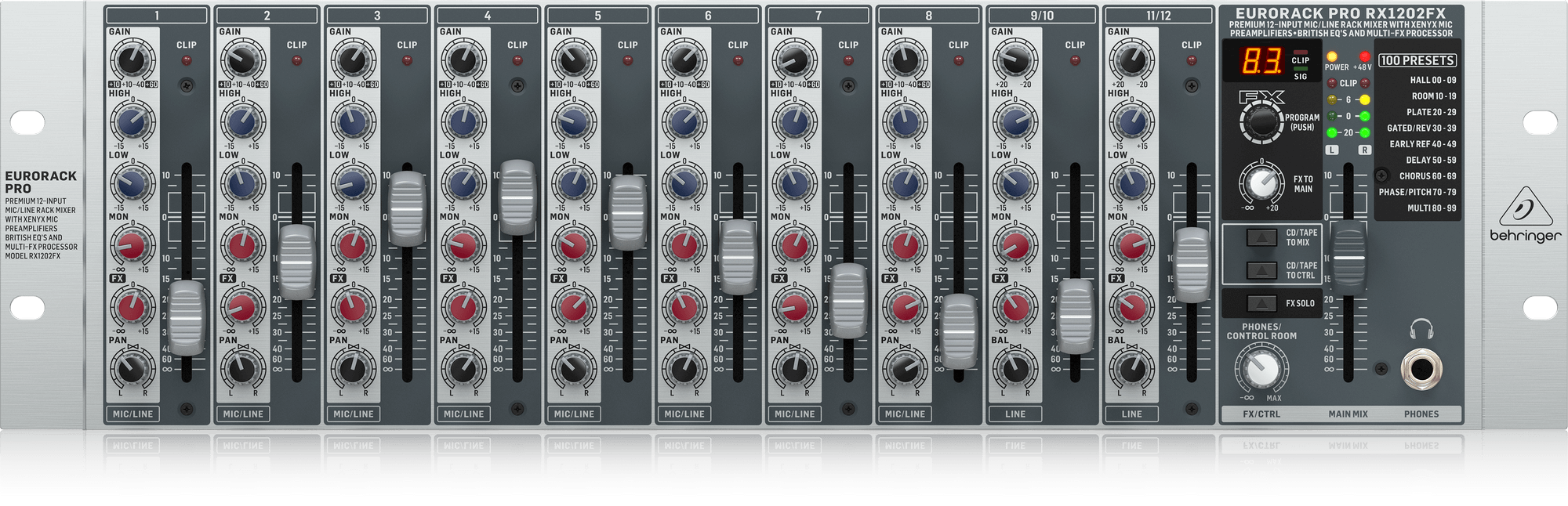 Behringer Eurorack Pro RX1202FX Rackmount Mixer 12-In w/Effects