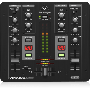 Behringer Pro Mixer VMX100USB 2-channel DJ Mixer