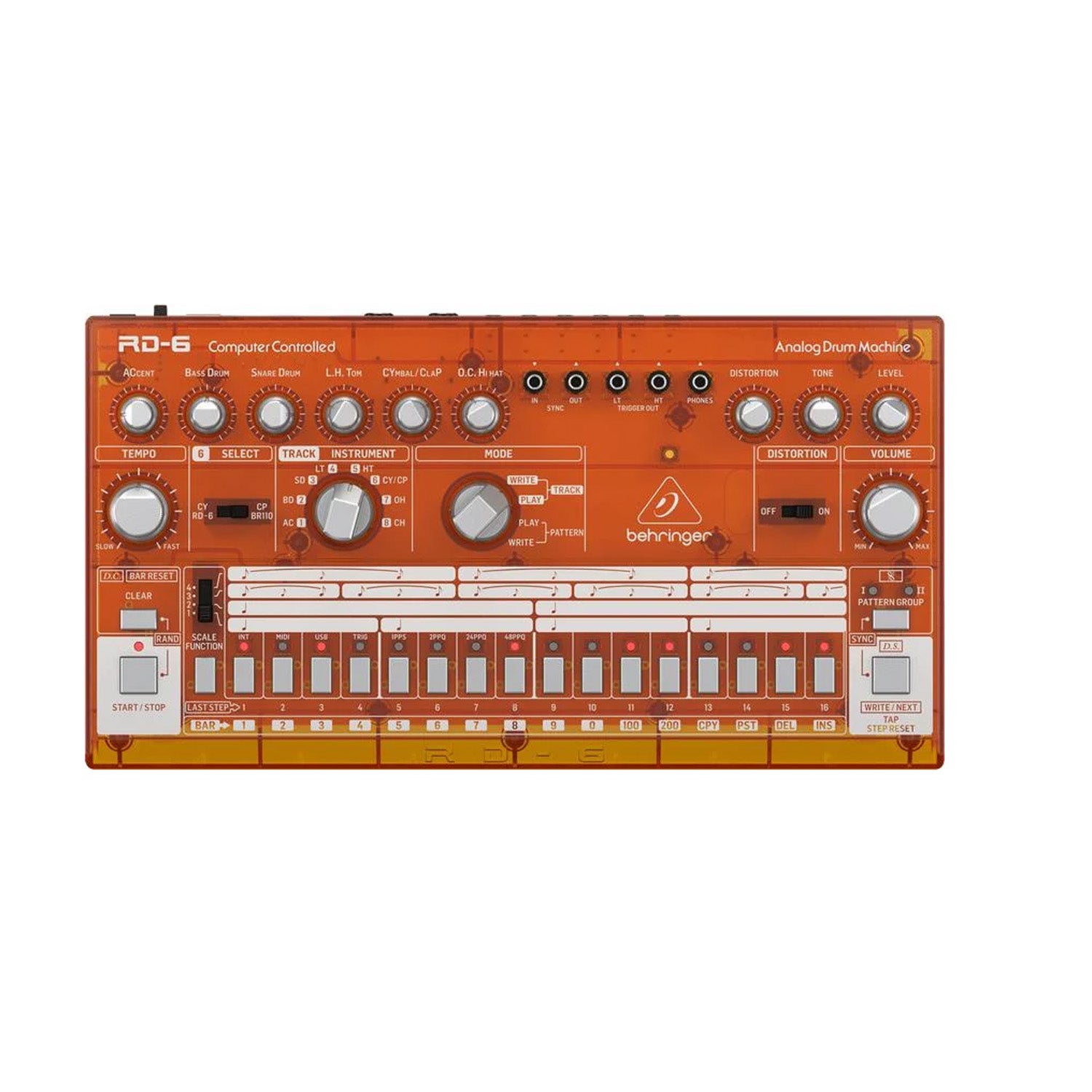 Behringer RD-6-TG Analog Drum Machine - Orange Translucent
