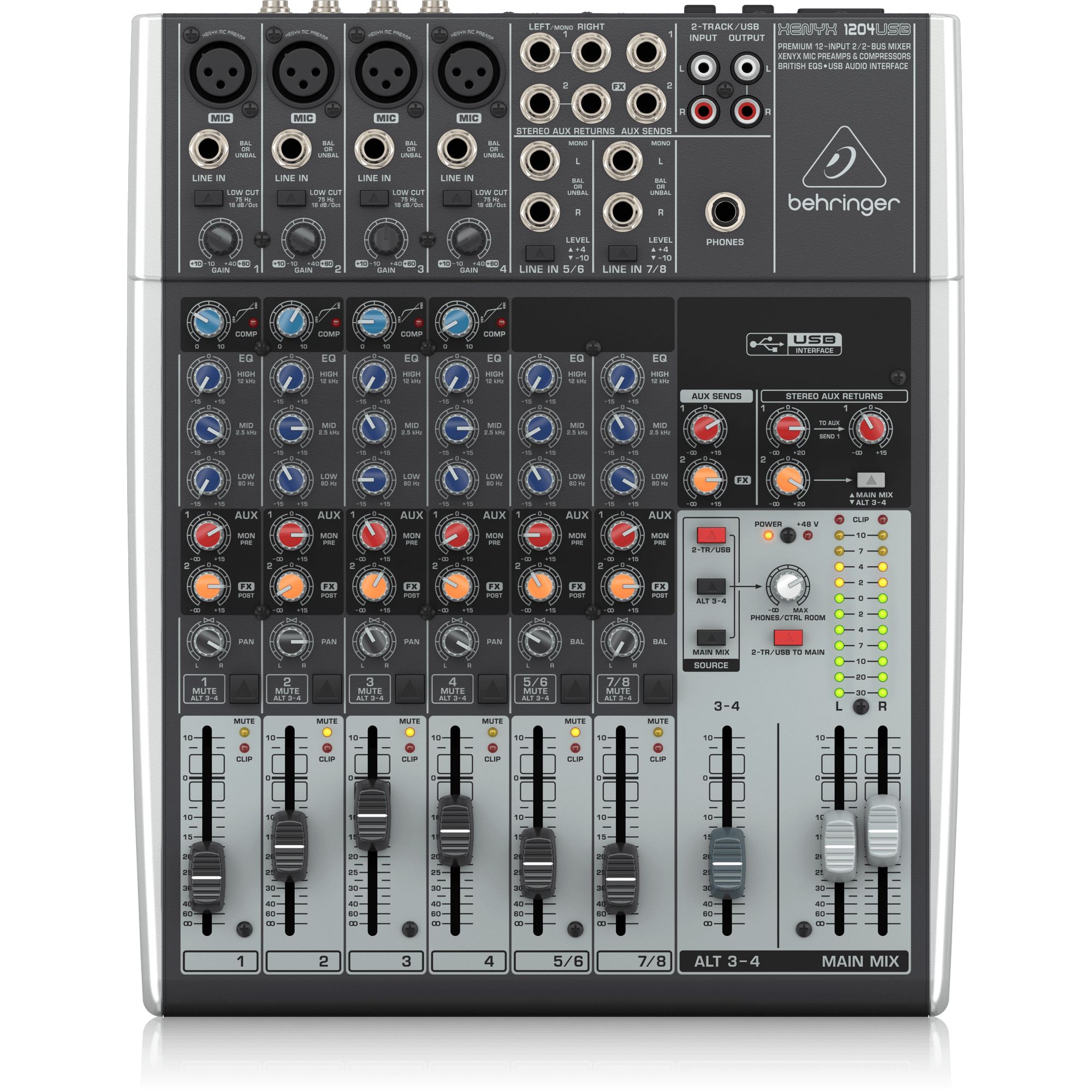 Behringer Xenyx 1204-USB Mixer 12-In 2/2-Bus w/USB | Music Works