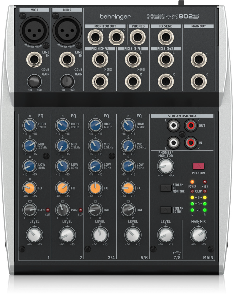 Behringer XENYX 802USB ミキサー・オーディオI/O Behringer XENYX 802S Premium Analog 8-Input Mixer with USB