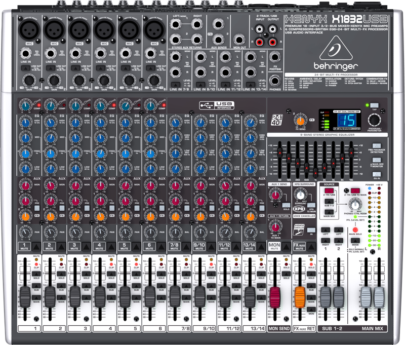 Behringer Xenyx X1832USB Mixer 18-In 3/2-Bus w/USB and Effects