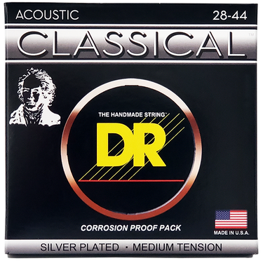 DR Strings CN-M Classical Nylon Silver-plated Strings - .028-.042, Medium Tension