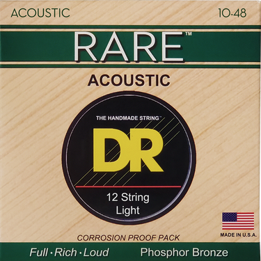 DR Strings RPL-10/12 Rare Phosphor Bronze 12-String Acoustic Guitar Strings - .010/.010 - .048/.028 Extra Light