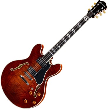 Eastman T486 CLA 6 String Electric Guitar 335 Style Semi Hollowbody Double Cutaway Ebony HH CLA
