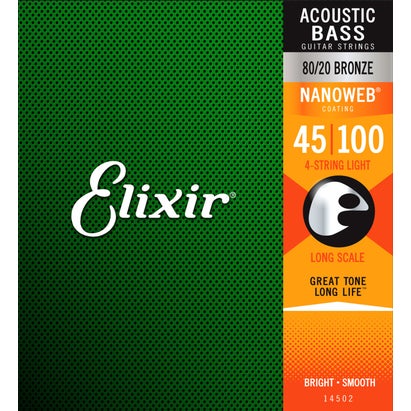 Elixir Nanoweb 80/20 Acoustic Bass Guitar Strings - 45-100 Light Long-Scale 14502