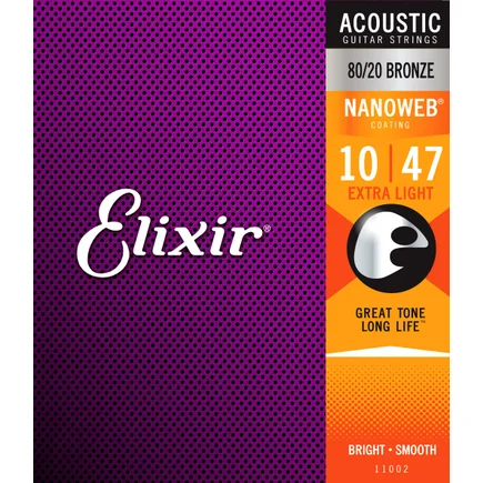 Elixir Nanoweb 80/20 Acoustic Guitar Strings - 10-47 Extra Light 11002