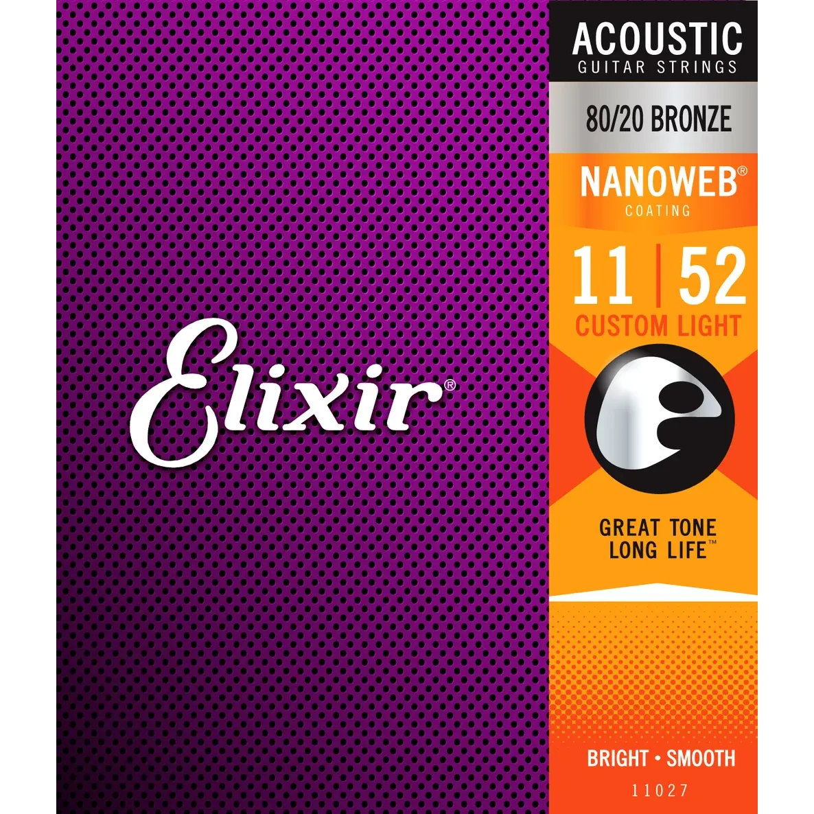 Elixir Nanoweb 80/20 Acoustic Guitar Strings - 11-52 Custom Light 11052