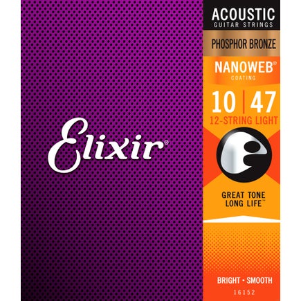 Elixir Nanoweb Phosphor Bronze 12-string Acoustic Guitar Strings - 10-47 Light 16152