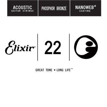 Elixir Nanoweb Phosphor Bronze Single Acoustic Guitar String - .022