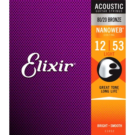 Elixir Nanoweb 80/20 Acoustic Guitar Strings - 12-53 Light 11052