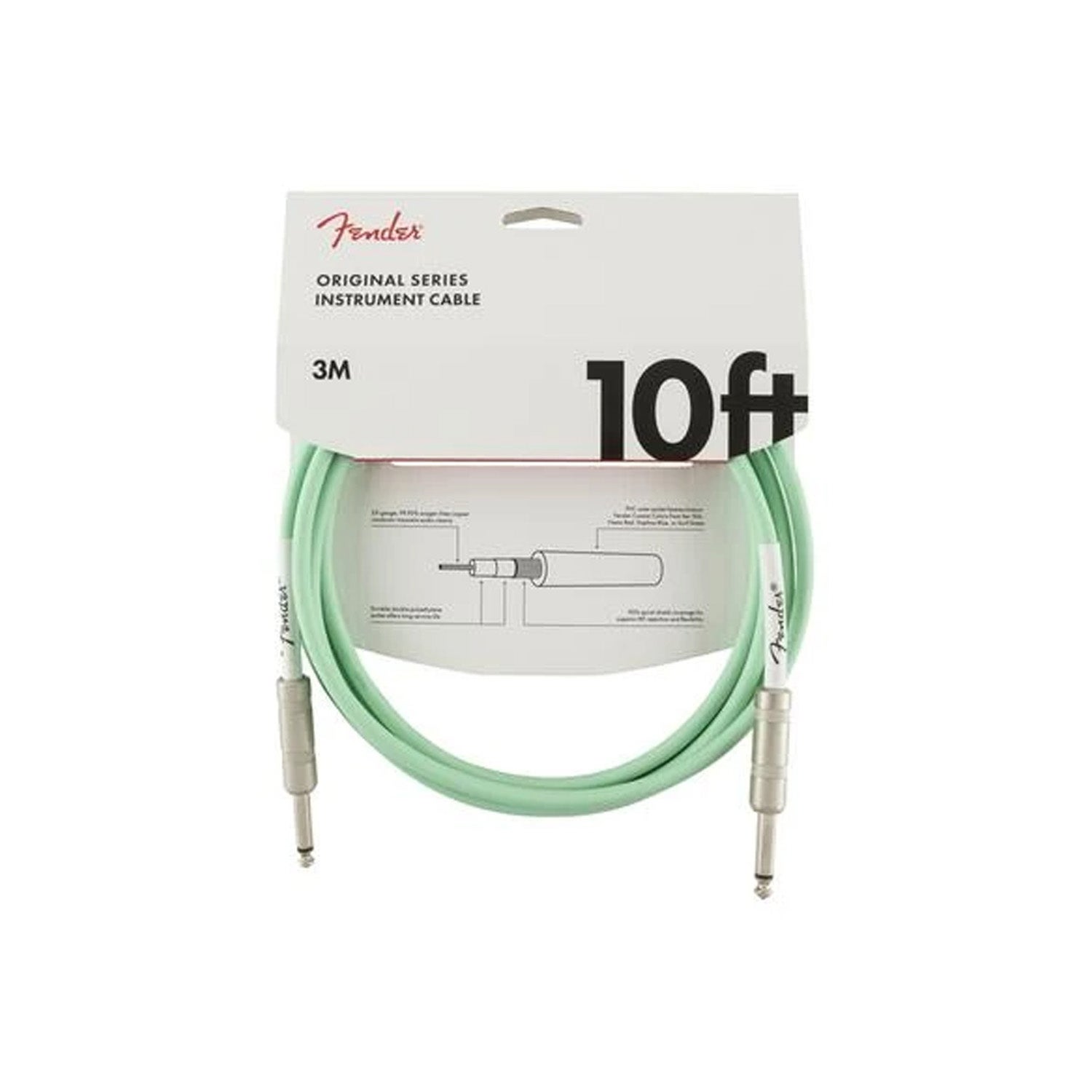 Fender 0990510058 Original Series Straight to Straight Instrument Cable - 10 foot Surf Green | Music Works Fender 0990510058 Original Series Straight to Straight Instrument Cable - 10 foot Surf Green | Music Works