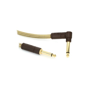 Fender 0990820082 Deluxe Series Straight to Right Angle Instrument Cable, 18.6 foot Tweed