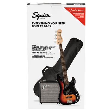 Fender Squier 0372980300 Affinity Series Precision PJ Bass Guitar Pack 3-Colour Sunburst w/ 15w amp