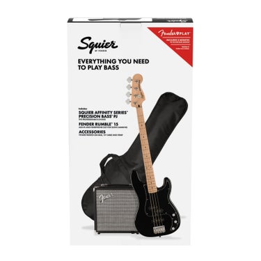 Fender Squier 0372981306 Affinity Series Precision PJ Bass Guitar Pack Black w/ 15w Amplifier