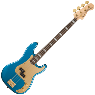 Fender Squier 0379430502 40th Anniversary Gold Edition Precision Bass Guitar - Lake Placid Blue with Gold-Plated Hardware