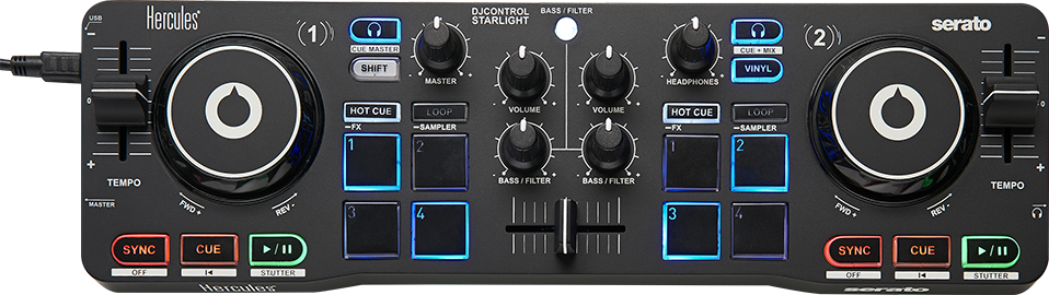 Hercules DJ DJControl Starlight Portable 2-channel DJ Controller