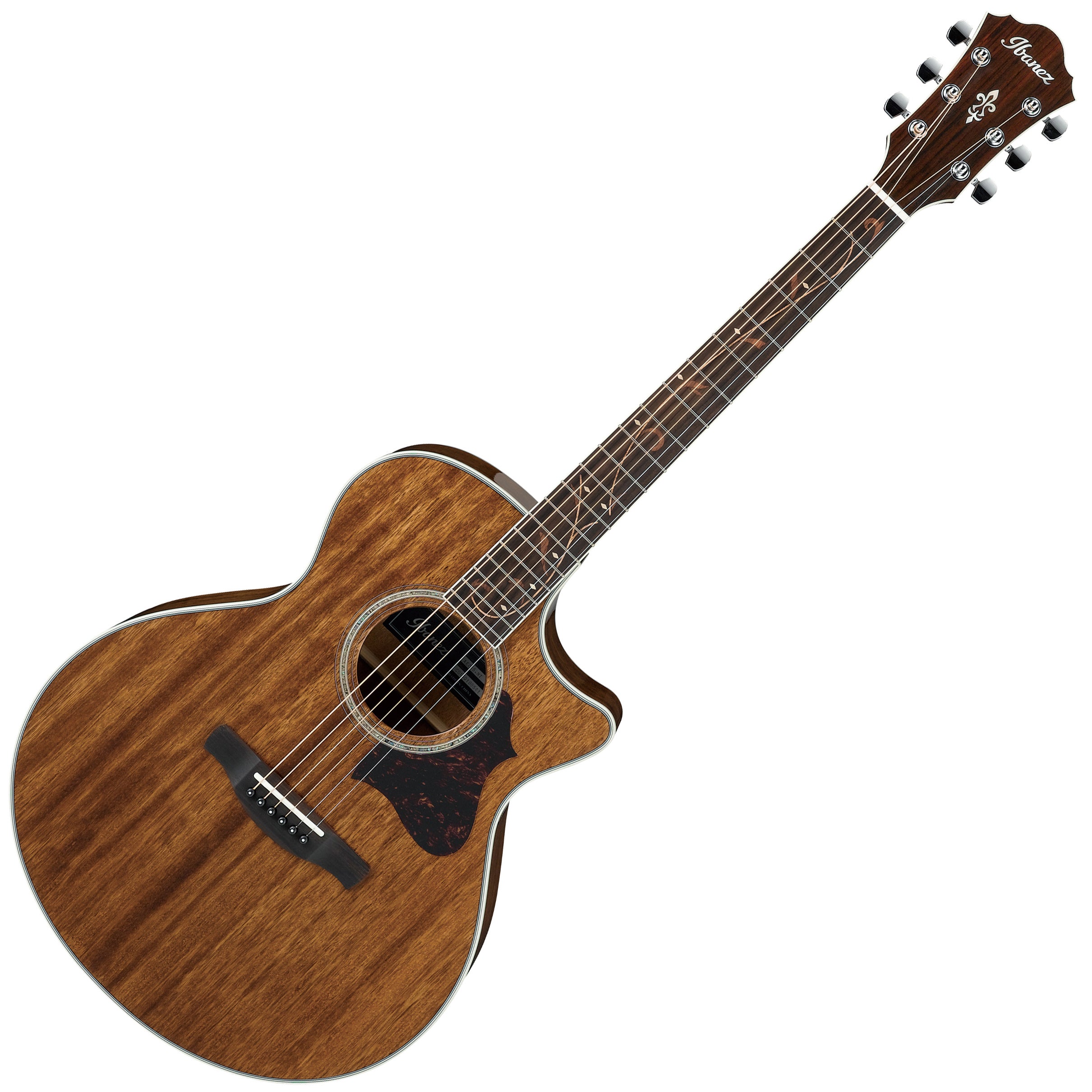 Ibanez AE245 NT High Gloss Solid Okoume top Cutaway Acoustic Electric Steel String Guitar with Wooden Vine Inlay