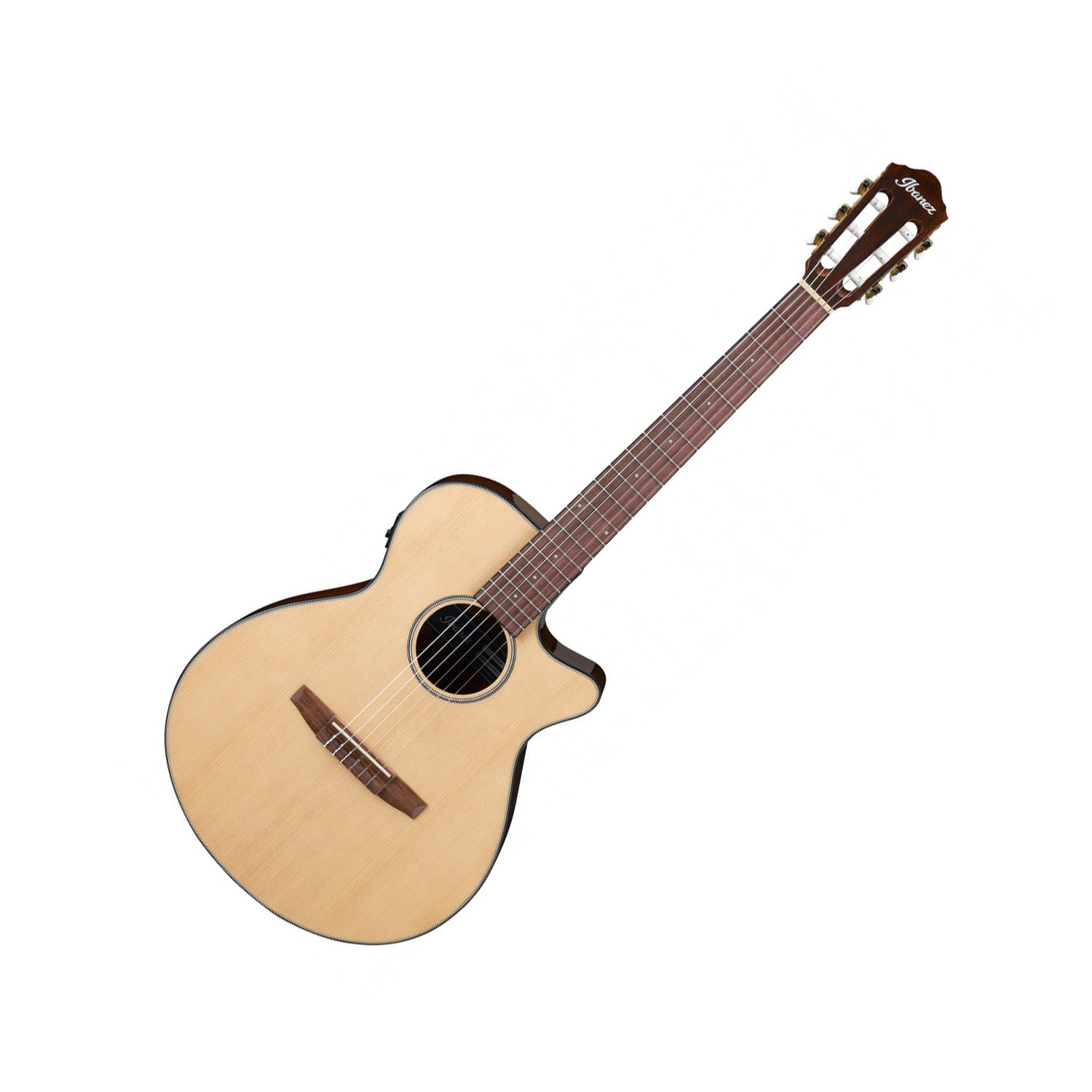 Ibanez Aeg50n-nt Classical Guitar With Pickup, Slim Body W/cutaway, Nylon  String Natural Gloss Finish