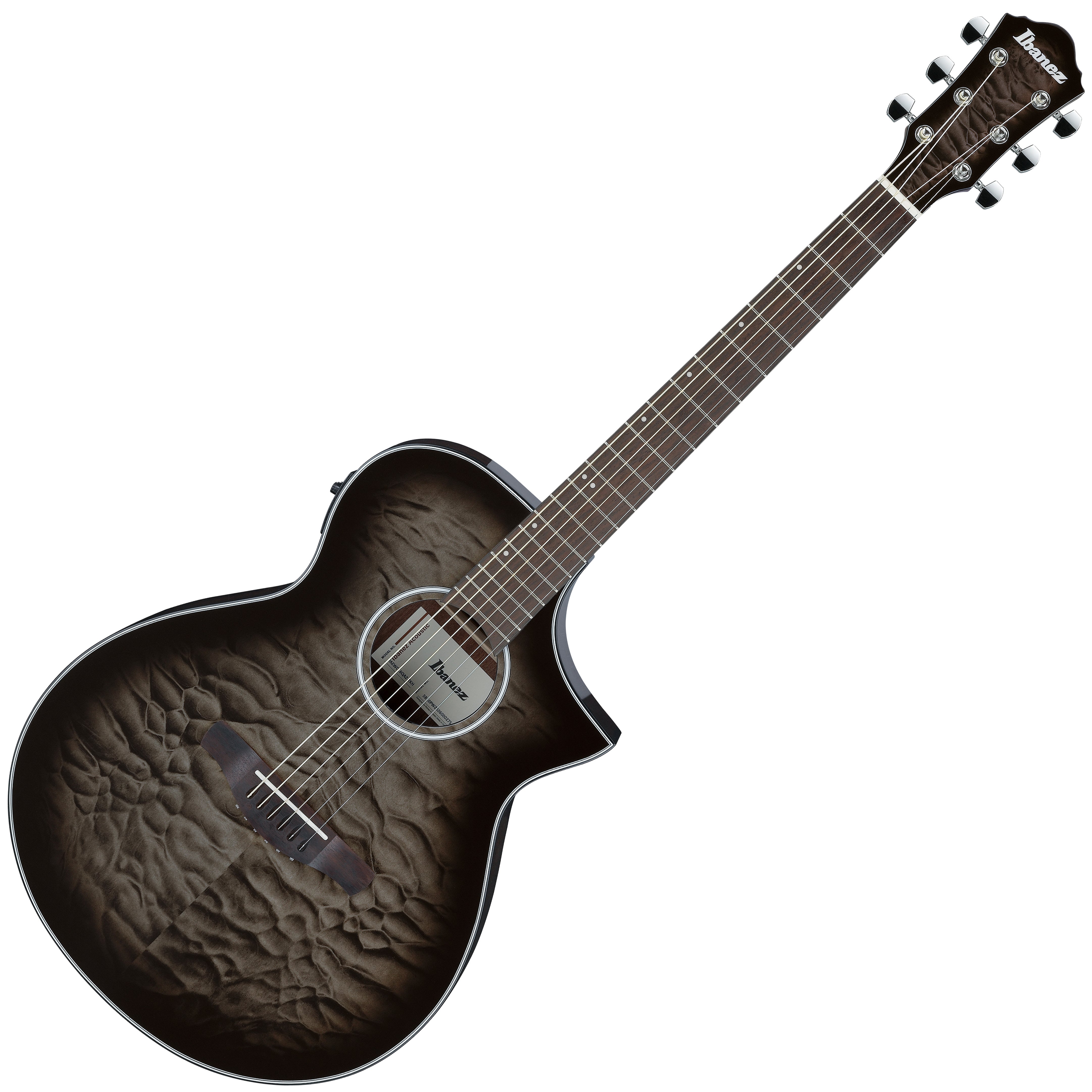 Ibanez AW84 CE WK Artwood Weathered Black Solid Okoume top Cutaway