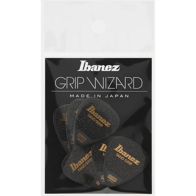 Ibanez PPA14MSG Grip Wizard (Sand Grip) Guitar Picks, 0.8mm 6 Pack - Black