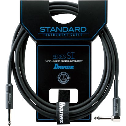 Ibanez SI10L Standard Series Guitar Instrument Cable 10 Foot Woven, Straight to angled, Black