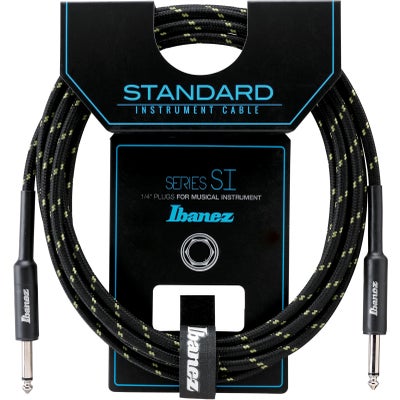 Ibanez SI20 BG Guitar Cable 20 Foot Woven, Black and Green