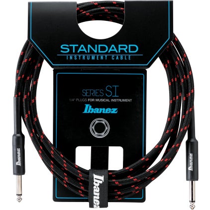 Ibanez SI20 BW Guitar Cable 20 Foot Woven, Black and Wine