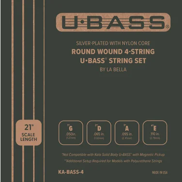 Kala KA-BASS-4 Silver-Plated Nylon Core Round Wound UBASS 4-String Set