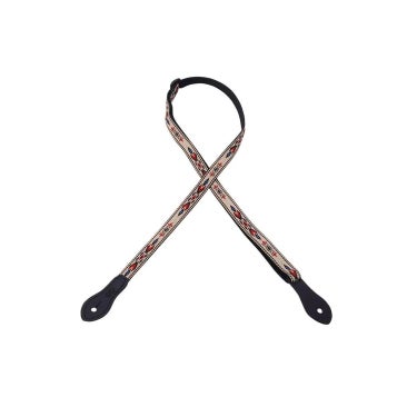 Levy's MJ19UKE-003 Mandolin Ukulele Strap Folk Instruments Series Jacuard Weave Leather Ends 1.5-inch Wide Red Blue White
