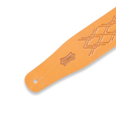 Levy's MV26AE-TAN Guitar Strap Textures Series Vegetable-Tanned Leather Argyle Embossed Ladder Style Adjustable 2-inch Wide Tan Brown