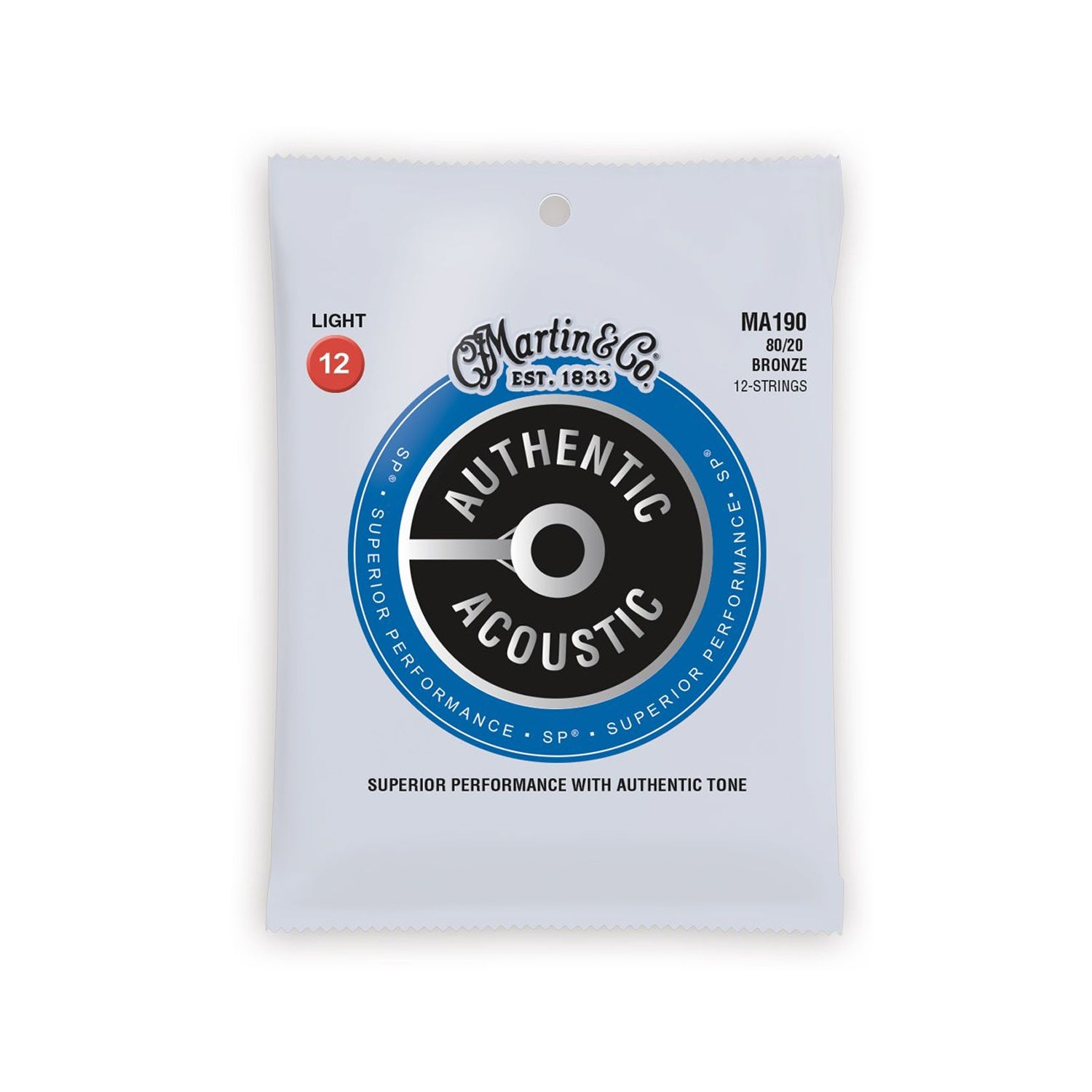 Martin MA190 SP 12-String Treated Acoustic Guitar Strings 80/20 Bronze 12-54