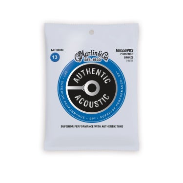 Martin MA550 13-56 Phosphor Bronze Authentic Acoustic Guitar Strings 3-Pack