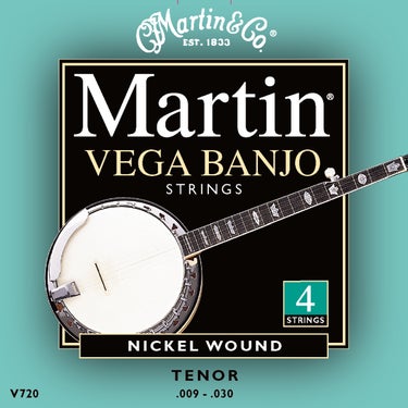 Martin V720 Vega Tenor Banjo Strings - 4 String Set - Light 9-30, Steel/Nickel