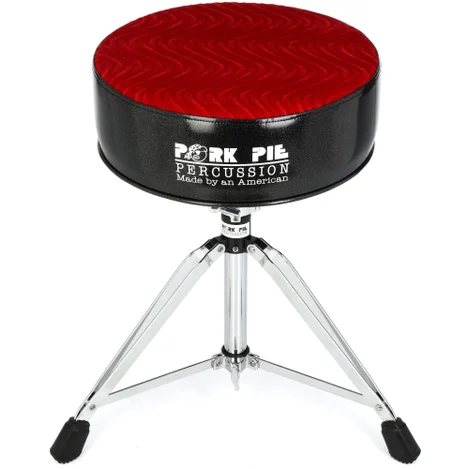 Pork Pie Percussion PPRTHGBLKRC Round Drum Throne - Black Sparkle with Red Swirl