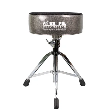 Pork Pie Percussion RTHGCHRBC Round Drum Throne Charcoal/Black Crush Top Double Braced