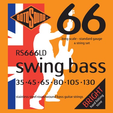 Rotosound 666LD Swing Bass Stainless Steel 6-String Bass Guitar Strings 35-130